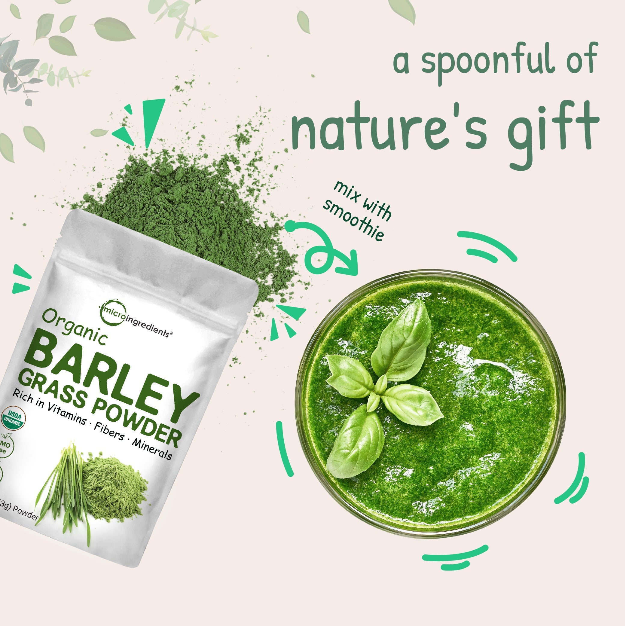 Micro Ingredients Organic Barley Grass Powder, 16oz