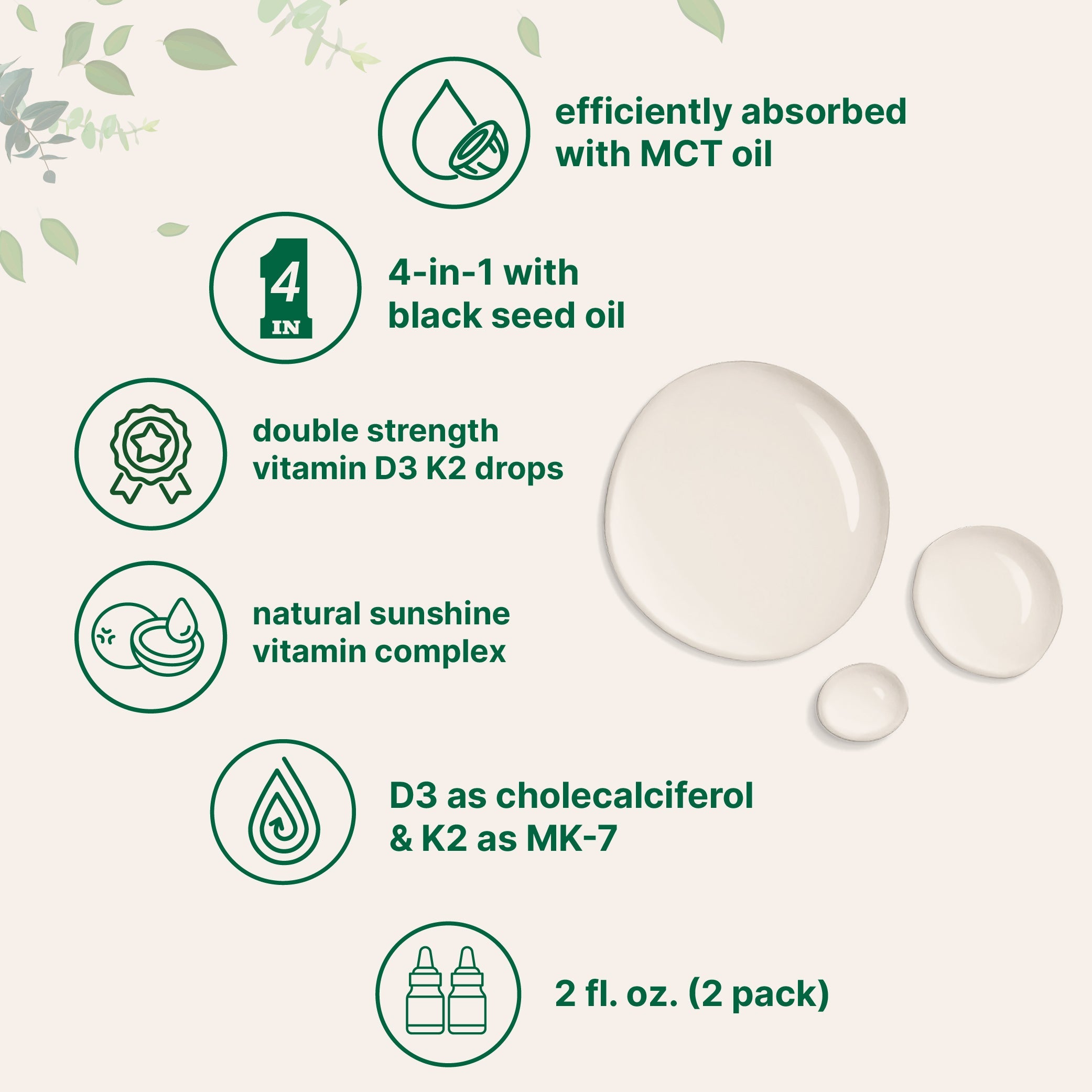 Micro Ingredients Vitamin D3 10000 iu Plus K2 (MK-7) 200 mcg Drops, 2 fl oz – 2 Pack