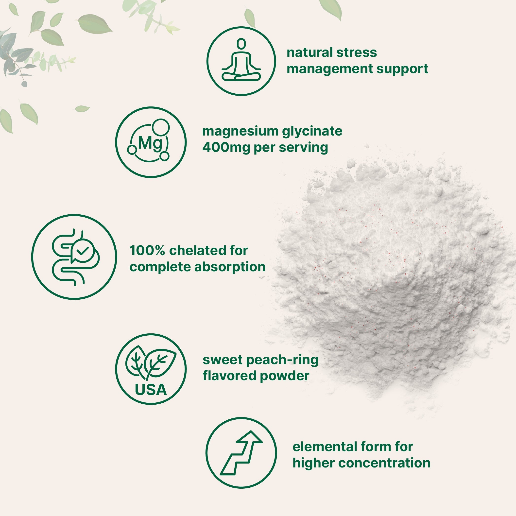 Micro Ingredients Magnesium Glycinate 400mg Per Serving, 12oz Powder – Sweet Peach Ring Flavor