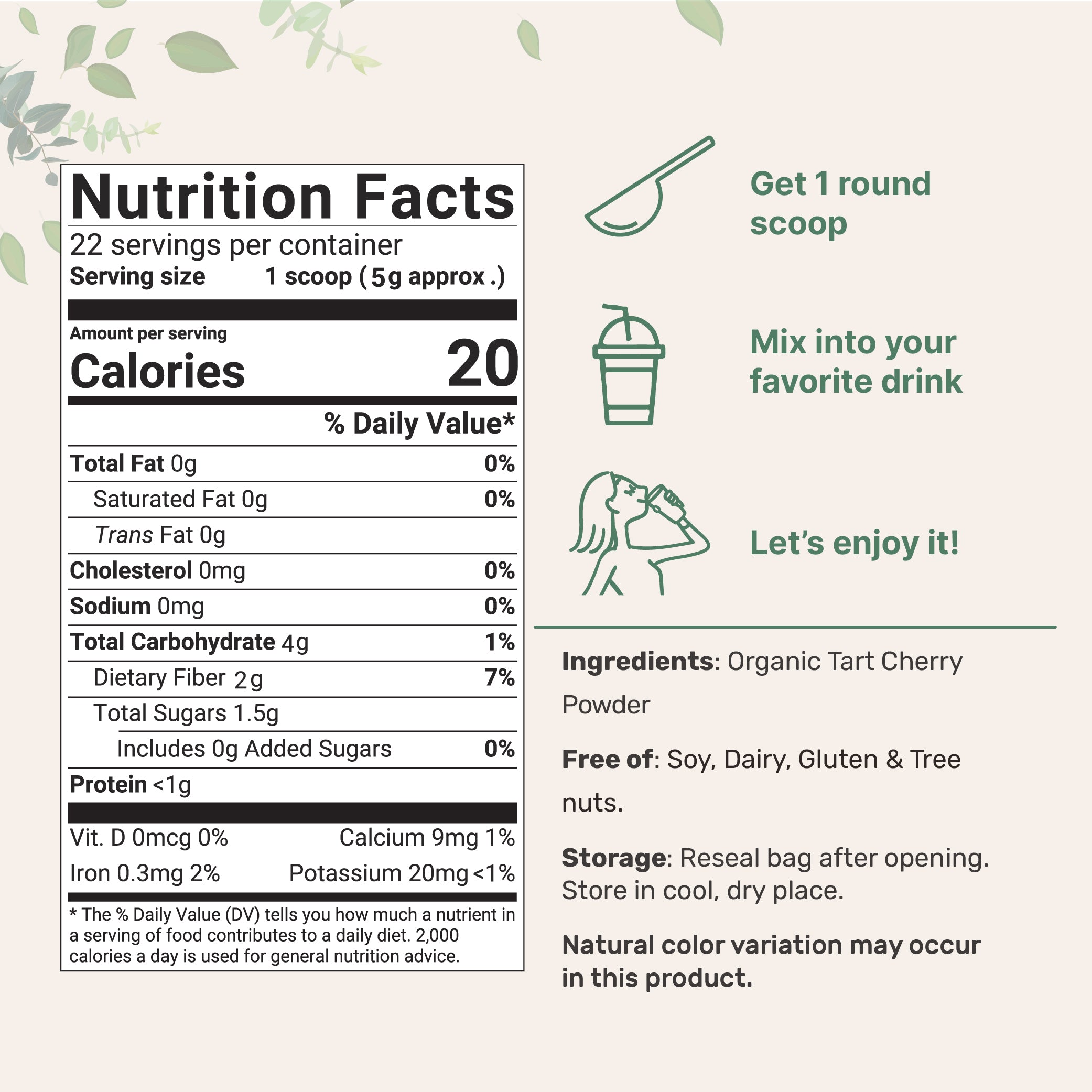 Micro Ingredients Organic Tart Cherry Powder - 4 oz