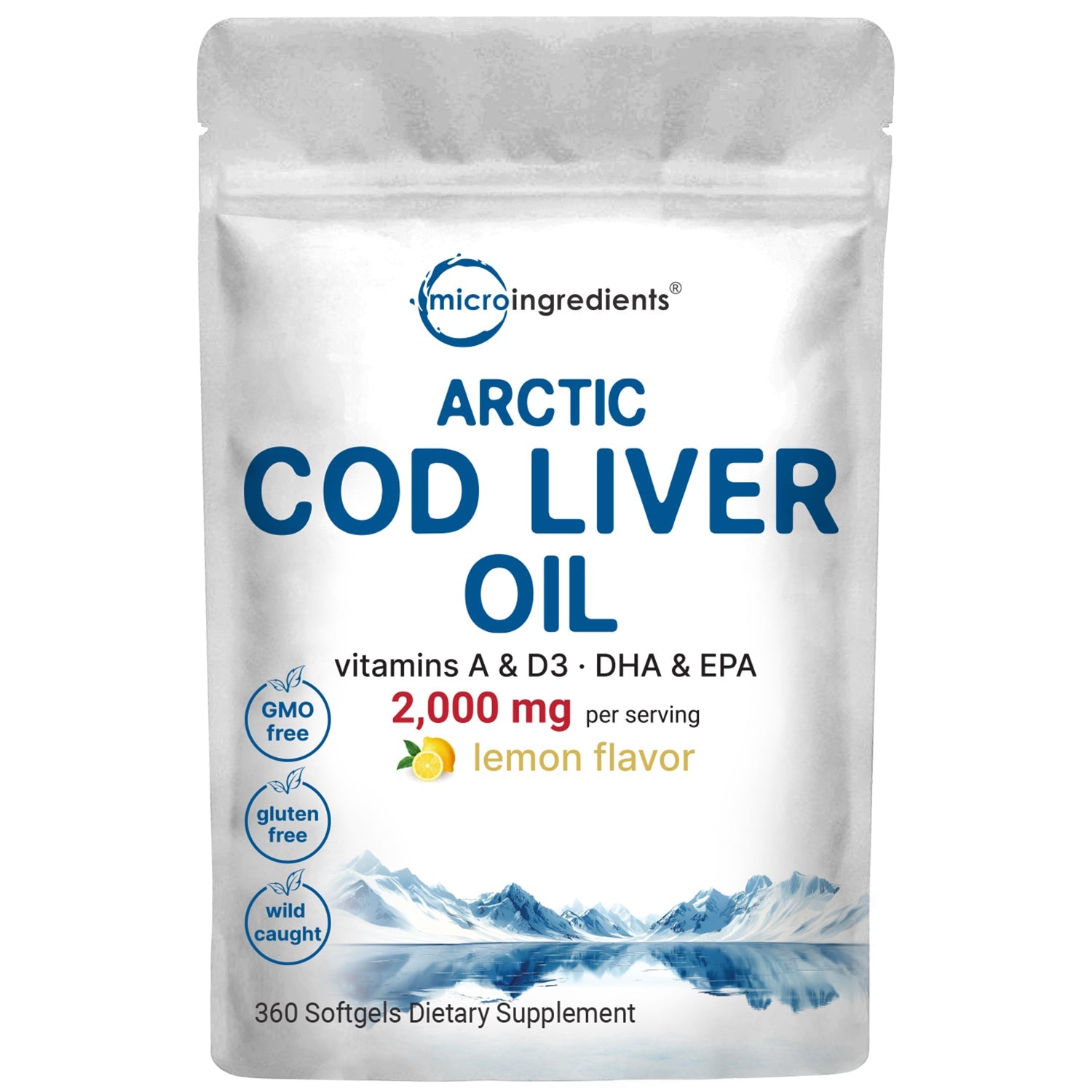 Micro Ingredients Cod Liver Oil 2000mg, 360 softgels