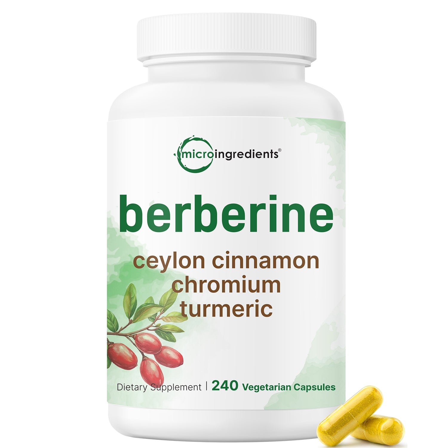 Berberine with Ceylon Cinnamon, Chromium, & Turmeric, 240 Vegetarian Capsules
