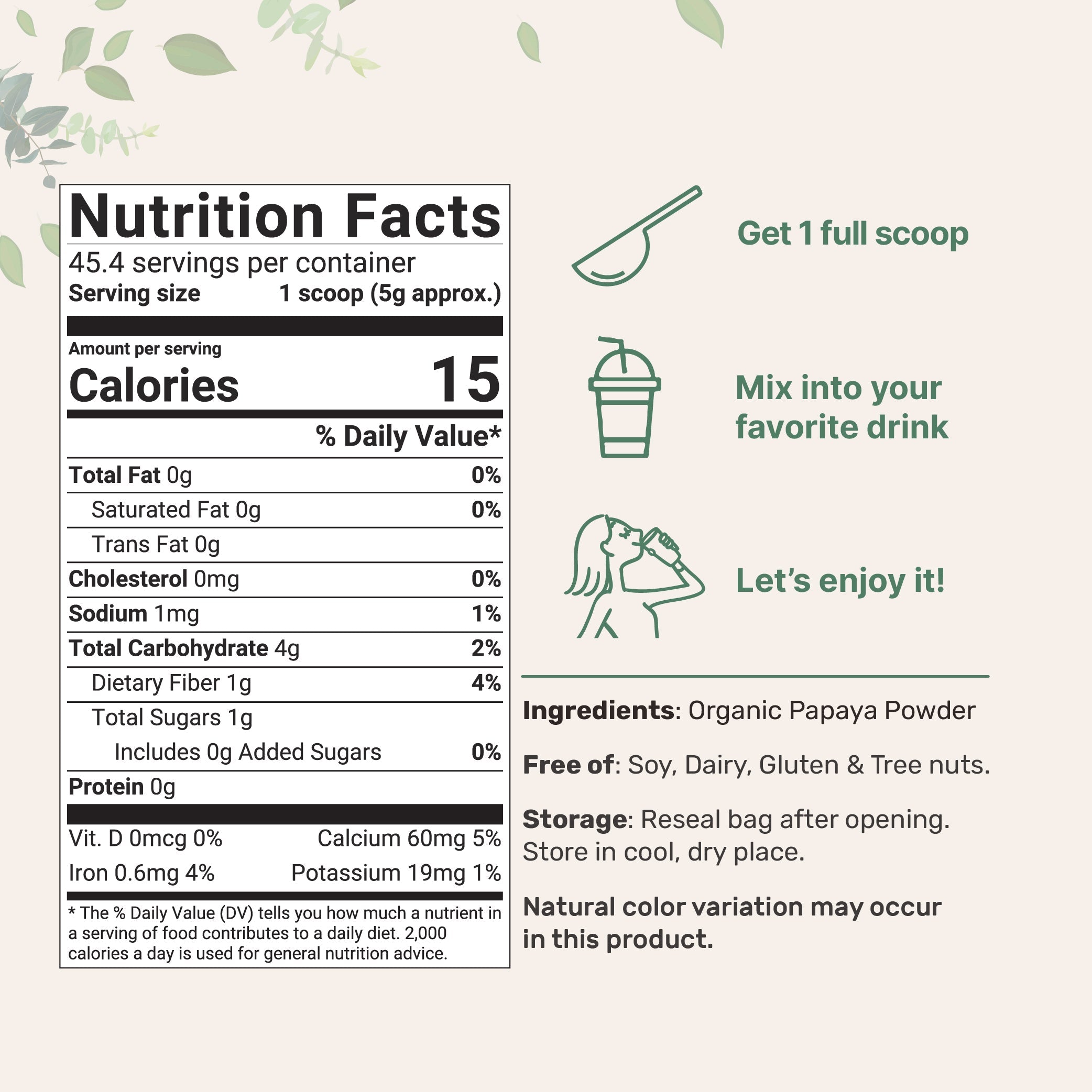 Micro Ingredients Organic Papaya Powder 8 Ounce