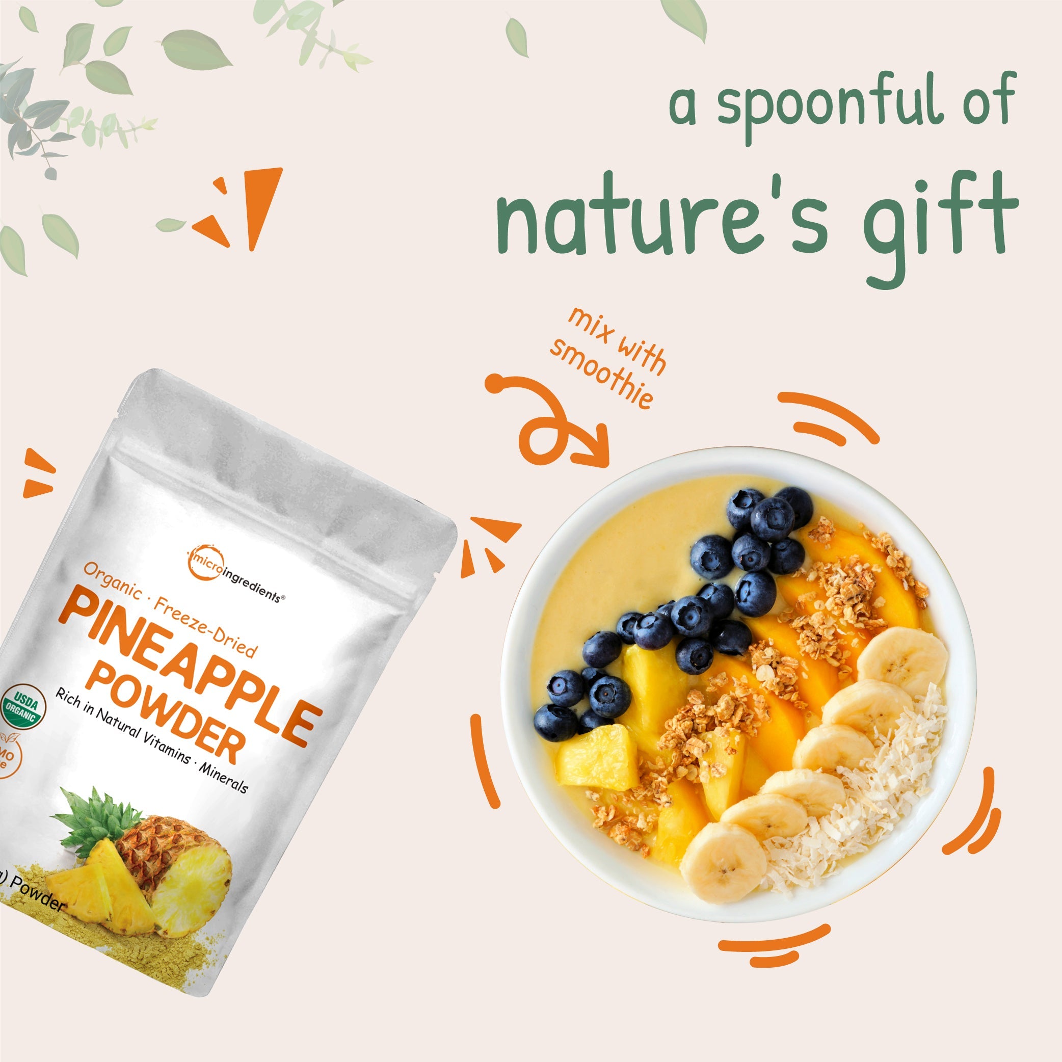 Micro Ingredients Organic Pineapple Powder-Rich in Vitamins