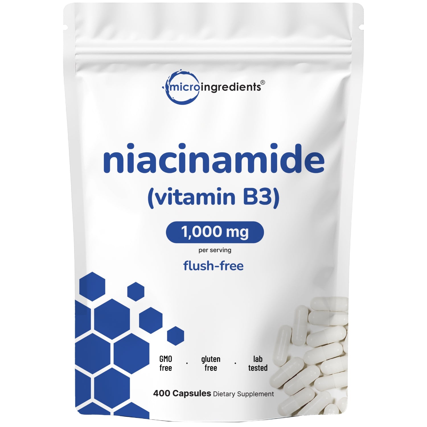 Micro Ingredients Vitamin B3 Niacinamide, 400 Capsules