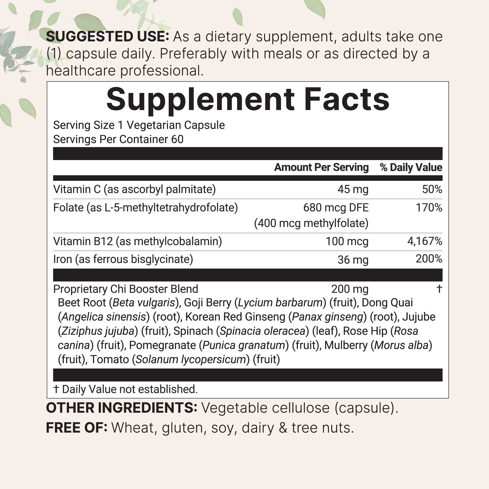 Micro Ingredients Blood Booster + | 60 Veggie Capsules | 14-in-1 Iron Supplement