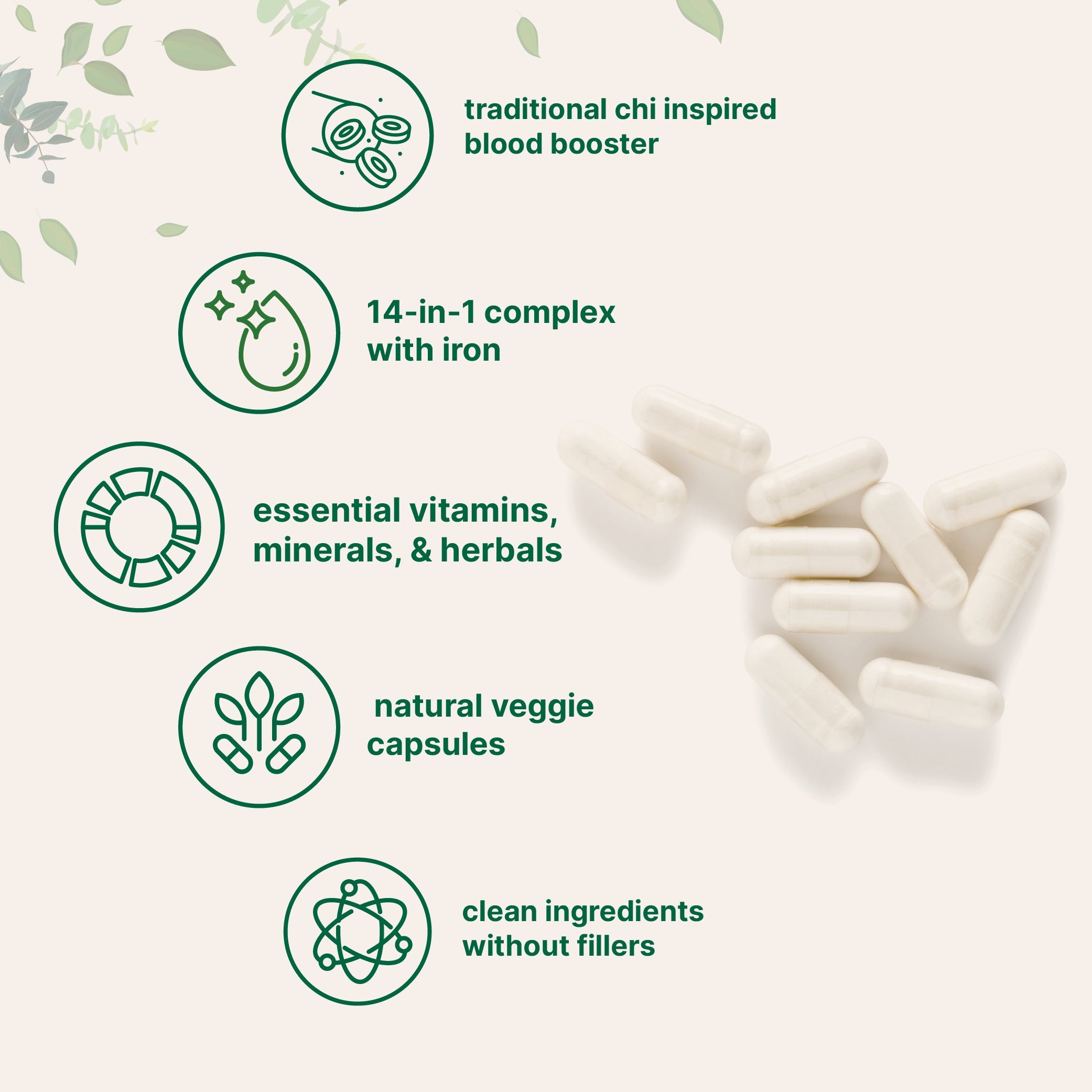Micro Ingredients Blood Booster + | 60 Veggie Capsules | 14-in-1 Iron Supplement