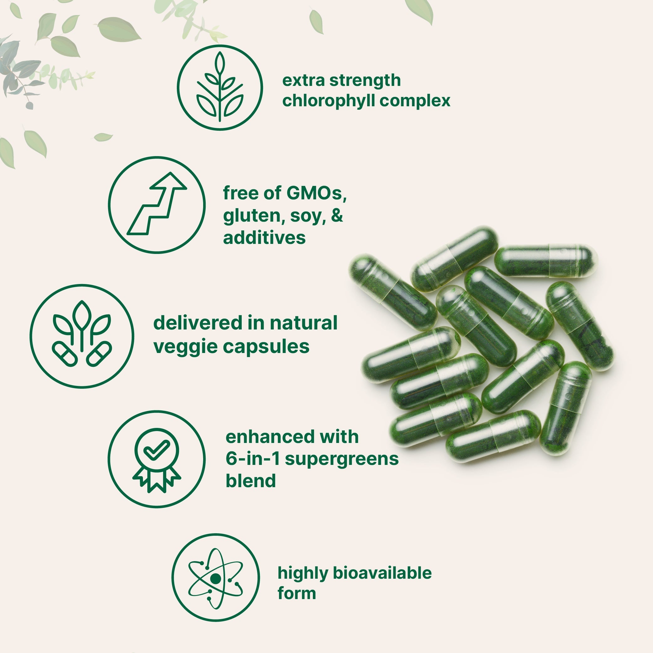 Micro Ingredients Chlorophyll Super Greens Complex, 240 Veggie Capsules