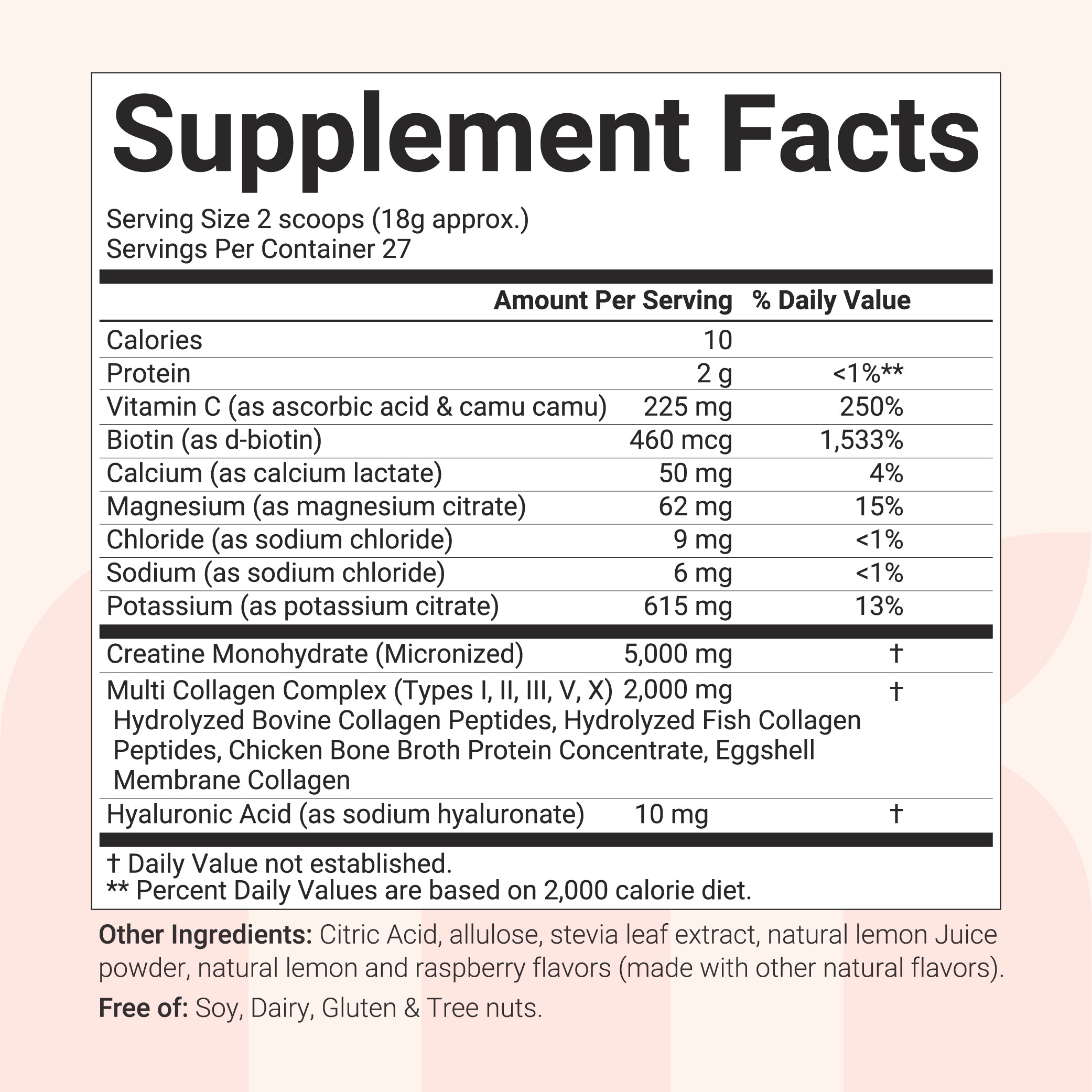 Creatine Monohydrate for Women with Multi Collagen Electrolyte, 500g (Lemon & Raspberry Flavor)