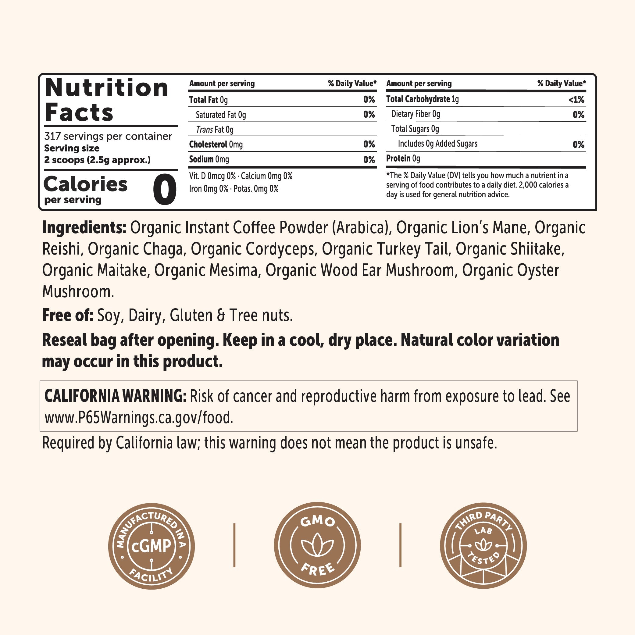 Micro Ingredients Organic Instant 10 in 1 Mushroom Coffee Powder