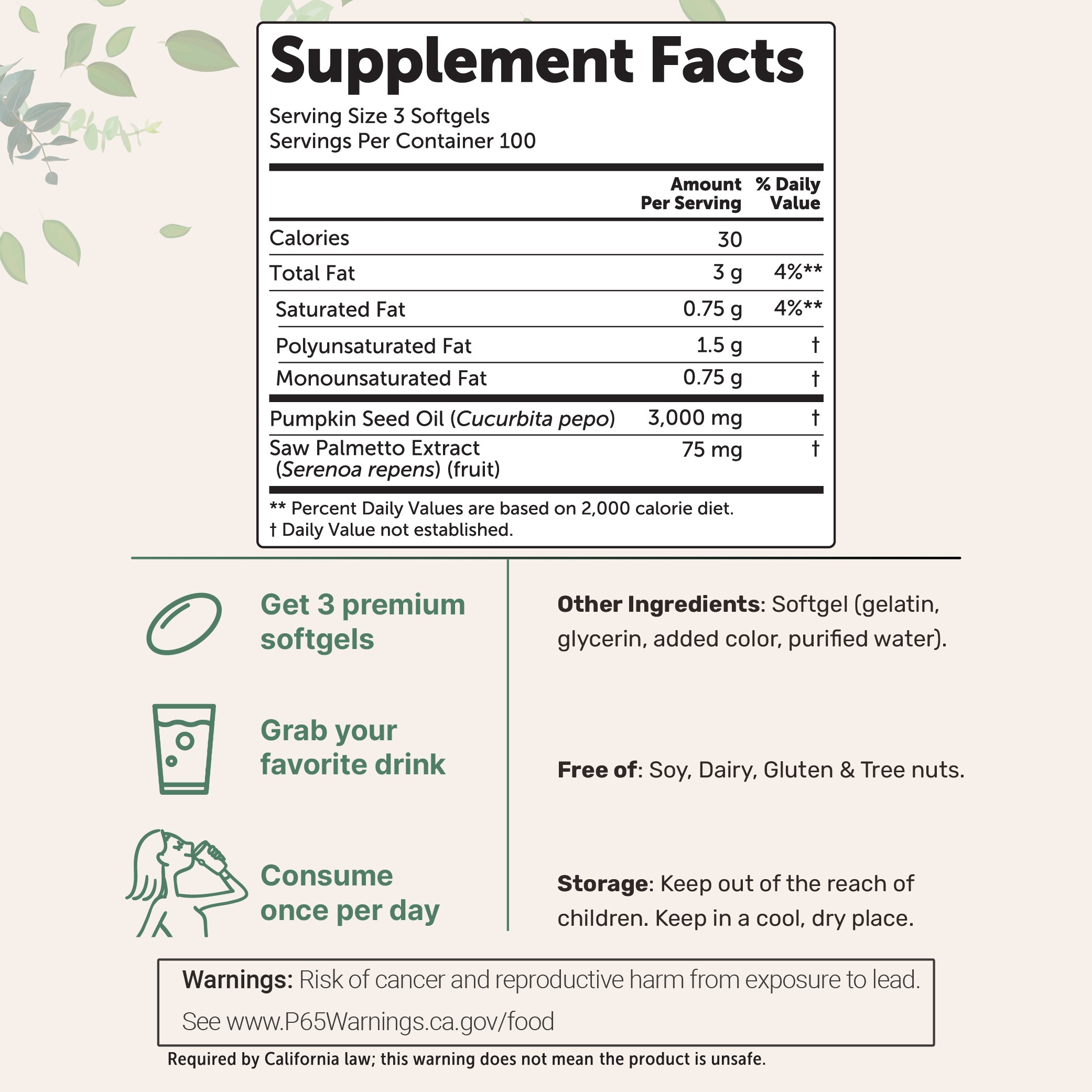 Micro Ingredients Pumpkin Seed Oil with Saw Palmetto Softgels