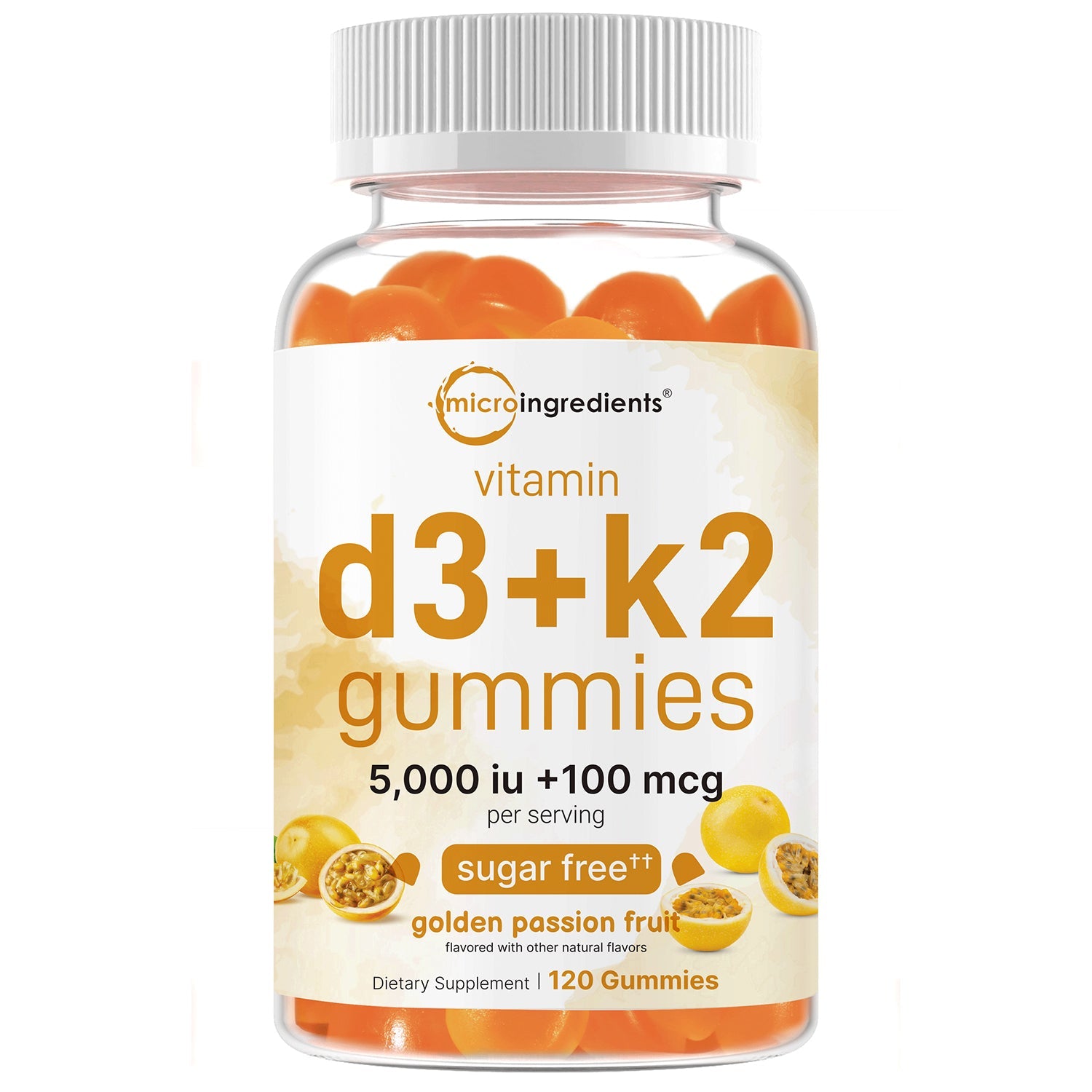 Micro Ingredients Vitamin D3 K2 Gummies | 5,000 IU D3 + 100 mcg K2 MK-7