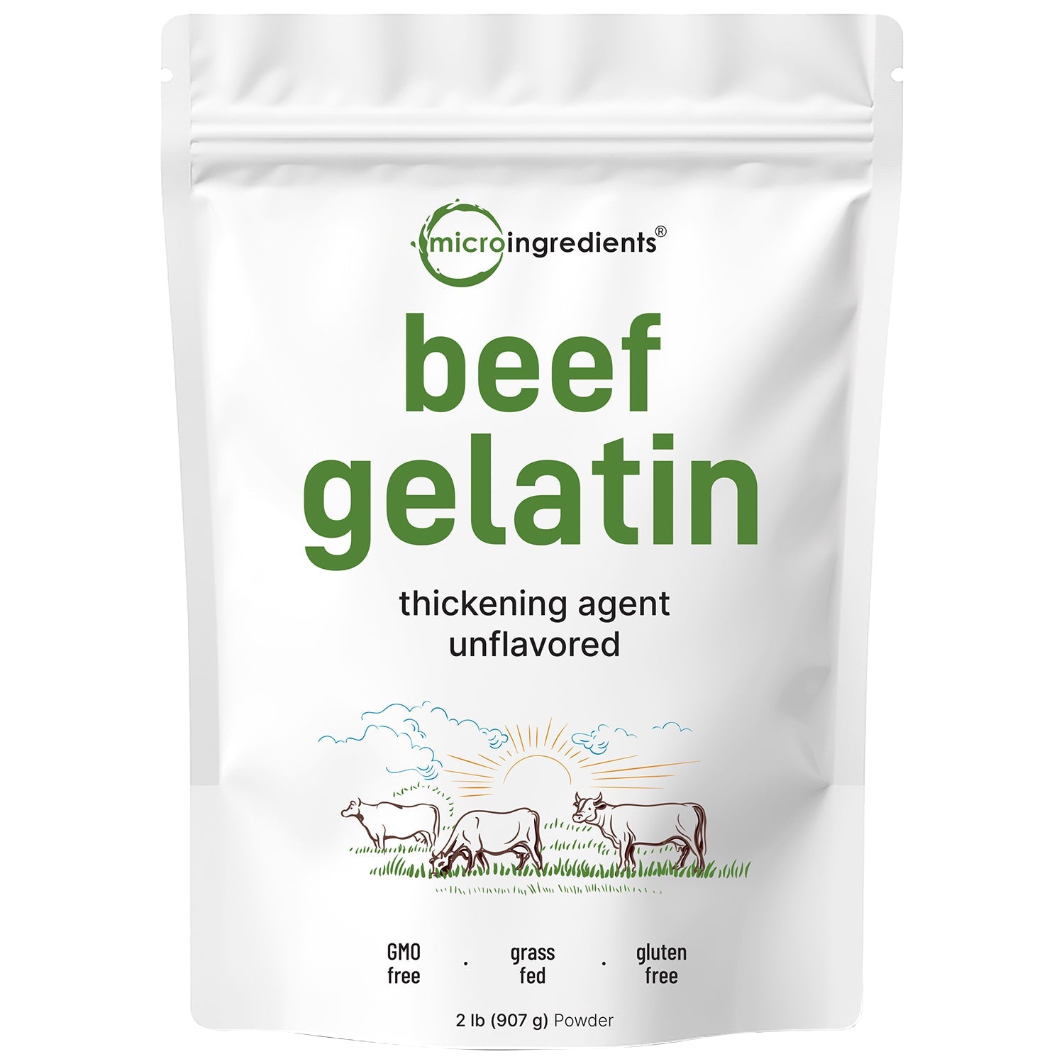 Micro Ingredients Grass-Fed Beef Gelatin Powder - Unflavored, 2lb